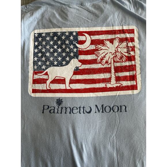 Palmetto Moon Light Blue American Flag Labrador Retriever Dog Graphic T-shirt XL - Picture 3 of 3